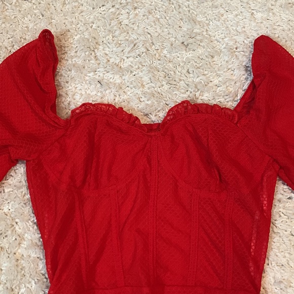 Tops - Red long sleeve corset